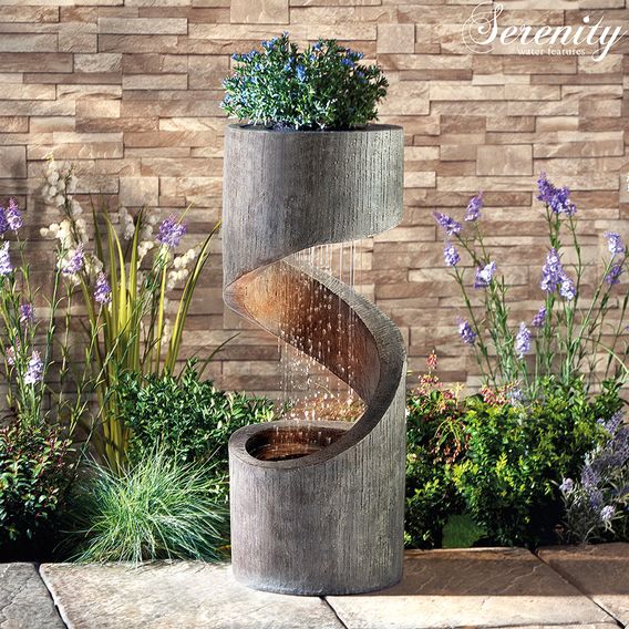 Serenity Spiral Rainfall Water Feature with Planter