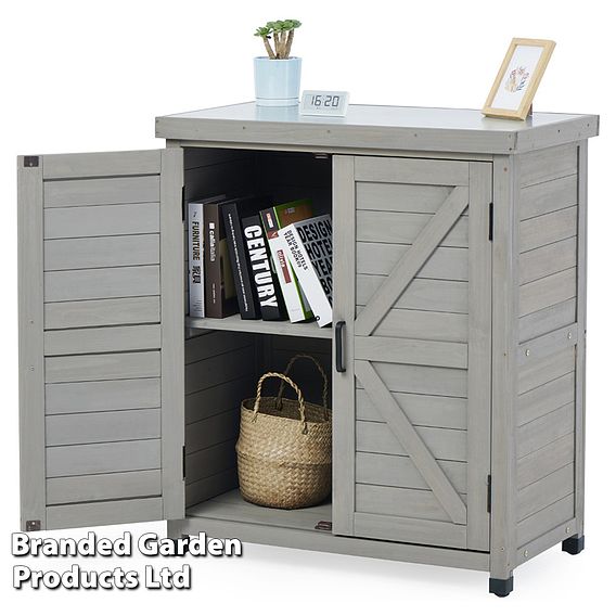 Grey Wooden Garden Storage Cabinet